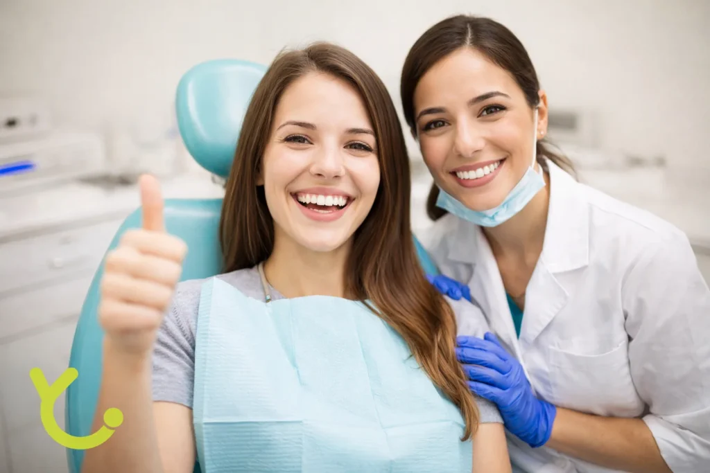 Clínica dental en Mataró, Barcelona, Malgrat de Mar y Dosrius Doctores Ya con paciente satisfecha tras tratamiento odontológico